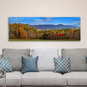 Appalachia in Fall Colors Print | Blue Ridge Mountains Artwork, Cades Cove Autumn Scene, Smoky Mountains Panoramic Picture