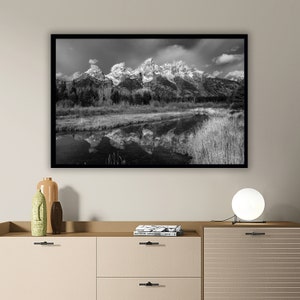 Grand Teton wall art, Grand Teton black and white picture, Teton mountains, Tetons canvas, Teton National park, Ansel Adams style,