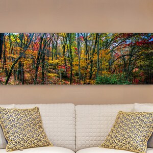 Forest fall colors canvas, forest wall art, North Carolina autumn, autumn decor, fall season art, forest painting, Smoky mountain forest