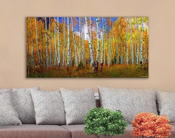 Aspen's canvas, fall aspens, Colorado, Colorado canvas, autumn trees, aspens photo, large canvas, Colorado gifts, large wall art