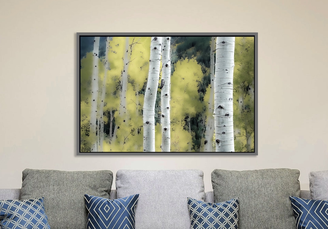 Aspen Tree Wall Art, Framed Canvas Aspens, Yellow Aspens, Mountain
