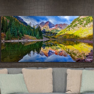 Maroon Bells Autumn Panorama: Colorado Wall Art