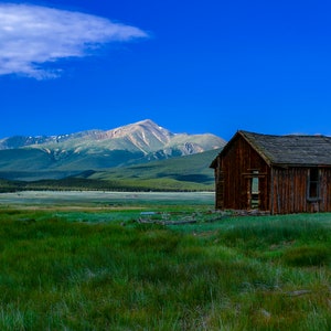 Historic cabin from the 1800's near Leadville, Colorado - Rocky Mountains - log cabin - Landscape, split panel canvas, triptych,