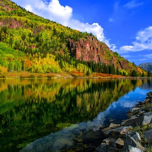 Colorado Autumn Aspen Photography: Mountain Reflection Wall Art
