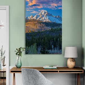 Snow capped mountain canvas picture, Mt. Sneffels vertical print, San Juan mountains, Colorado wall art, Ridgeway Colorado art, Telluride