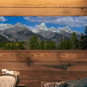 Tetons panoramic landscape canvas picture, Wyoming art, Metal art of the Tetons, mountain range wall art, Teton National park, Grand Teton