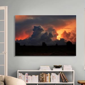 Dramatic sunset over Monument Valley, Southwest Landscape photography print, Arizona desert wall art