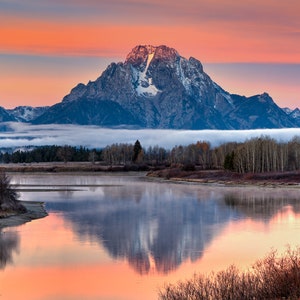 Yellowstone park print, Oxbow Bend picture,  Grand Teton wall art, Teton National park, Grand Tetons, mountain photography, Sunset picture