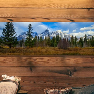 Tetons panoramic picture on canvas and metal, Tetons large canvas, Wyoming in the Tetons, Teton National park, Grand Teton in fall,