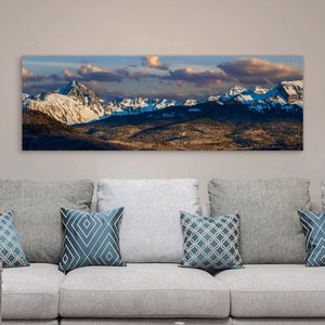 San Juan Mountains Sunset Panorama | Telluride Art Canvas | Colorado Wall Art Decor, Mountain Print, Panoramic Mountain Decor