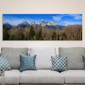 Teton National park landscape print, Grand Tetons photo, Wyoming mountains on canvas, metal, acrylic, large panoramic mountain picture
