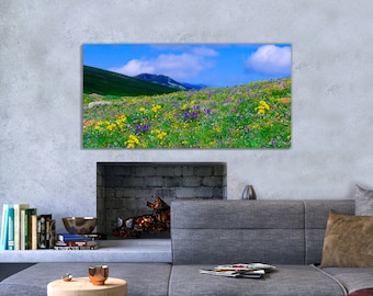 Colorado wildflowers picture, mountain wall art, Colorado wall art, large framed art work, summer flowers, Aspen Colorado