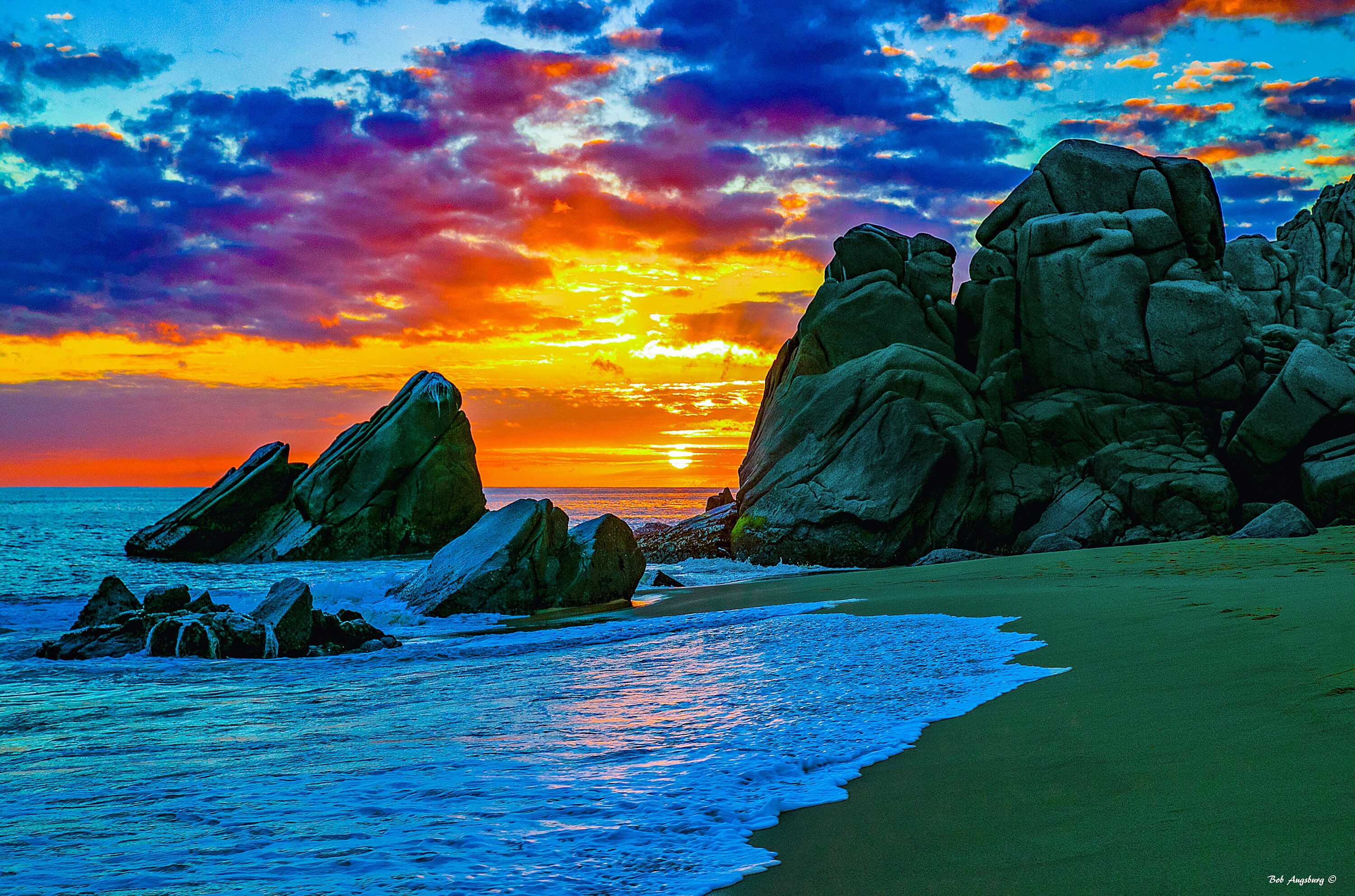 Mexico Beach Sunset Canvas Print: Cabo San Lucas Ocean Landscape