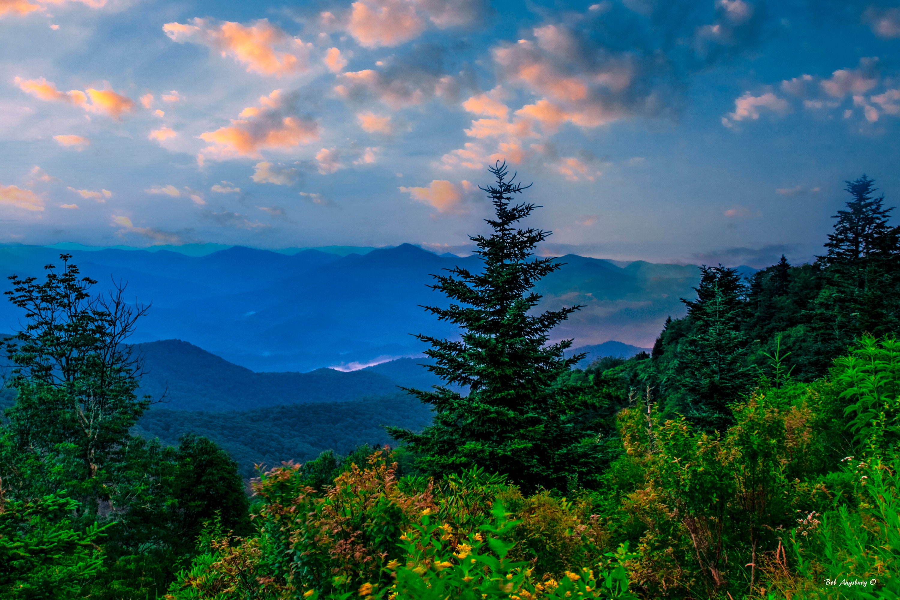 Blue Ridge Mountains Picture at Sunrise, Smoky Mountains, Appalachia, Farmhouse Decor, North