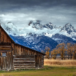 Tetons Barn Canvas Print: Wyoming Landscape Photography