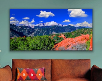 Impresión en lienzo de Pikes Peak: Jardín de los Dioses, Colorado Springs Wall Art
