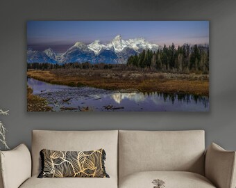 Grand Teton National Park Canvas Print Triptych: Wyoming Mountain Art