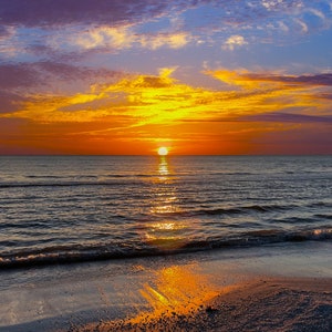 Beach sunset picture, Florida sunset print, Bonita Beach Sunset photo, Sunset picture on canvas, tropical sunset print, triptych