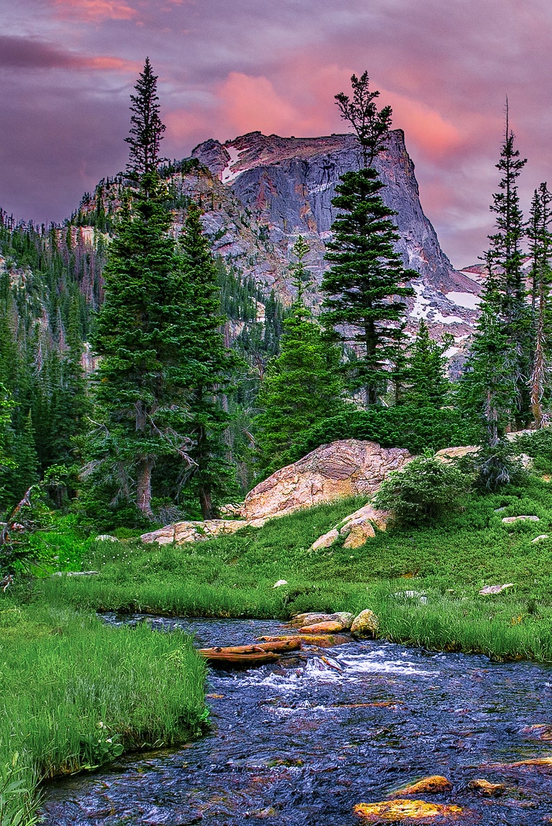 Rocky Mountain National Park, Dream Lake, Estes Park, Large Framed Art Work, Vertical Art