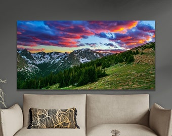 Colorado mountain sunset, Rocky Mountain National Park, Colorado wall art, Estes Park, trail ridge road, triptych,