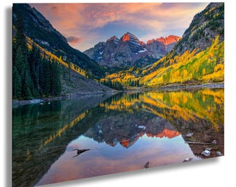 Maroon Bells autumn print, Aspen Colorado wall art, Fall home decor, Rocky Mountains