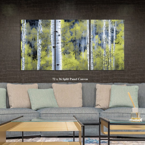 Aspen tree wall art on canvas and metal, aspen tree wall art, extra large wall art canvas, Colorado wall art, triptych, wall decor