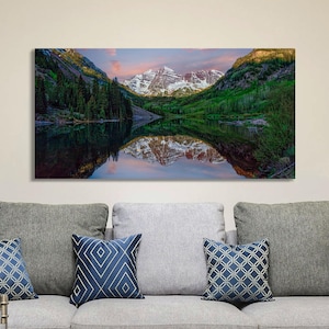 Maroon Bells Colorado Wall Art - Rocky Mountain Aspen Landscape Canvas, Acrylic & Metal Decor