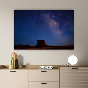 Milky Way Photo in Monument Valley Arizona Starry Night Desert Southwest Wall Art Home Decor