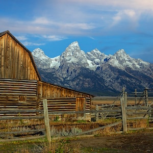 Old Barn Picture in the Tetons | Grand Teton Art & Mountain Photography | Moulton Barn, Mormon Row, Wyoming Decor, Rocky mountains print