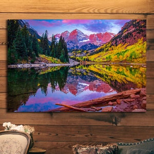 Maroon Bells Canvas Print: Aspen Colorado Fall Landscape, Large Wall Art