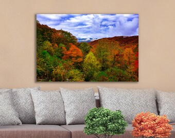 Smoky Mountains Fall Colors Canvas Print: Blue Ridge Parkway Landscape