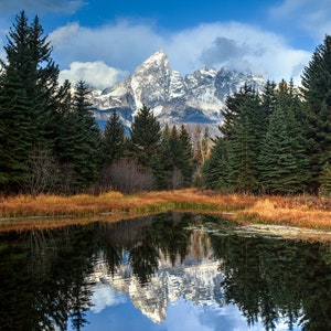 Wyoming Tetons on canvas or metal, Grand Teton art, fall colors in the Tetons, Tetons canvas, Teton National park, Rocky Mountains art