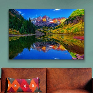 Maroon Bells Canvas Print: Aspen Fall Colors, Colorado Photography