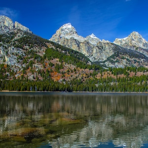 Teton National park lake,  Grand Teton art, Taggart lake in the Tetons, Grand Tetons, mountain lake print, Wyoming photography on canvas