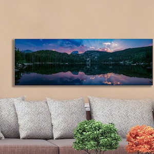 Bear Lake Art Print, Rocky Mountain National Park Triptych, Mountain Sunset Panoramic Canvas, 3 Piece Nature Wall Decor
