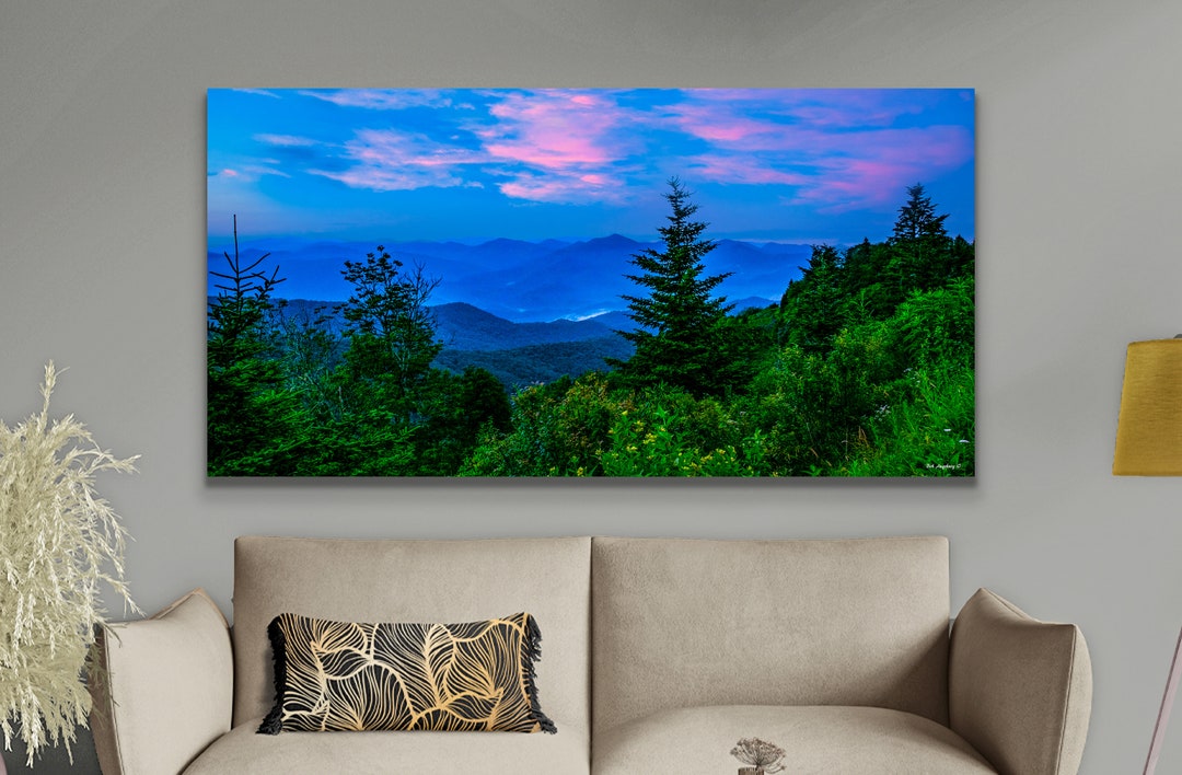 Blue Ridge Mountain Wall Art, Sunrise, Great Smoky Mountains, Blue