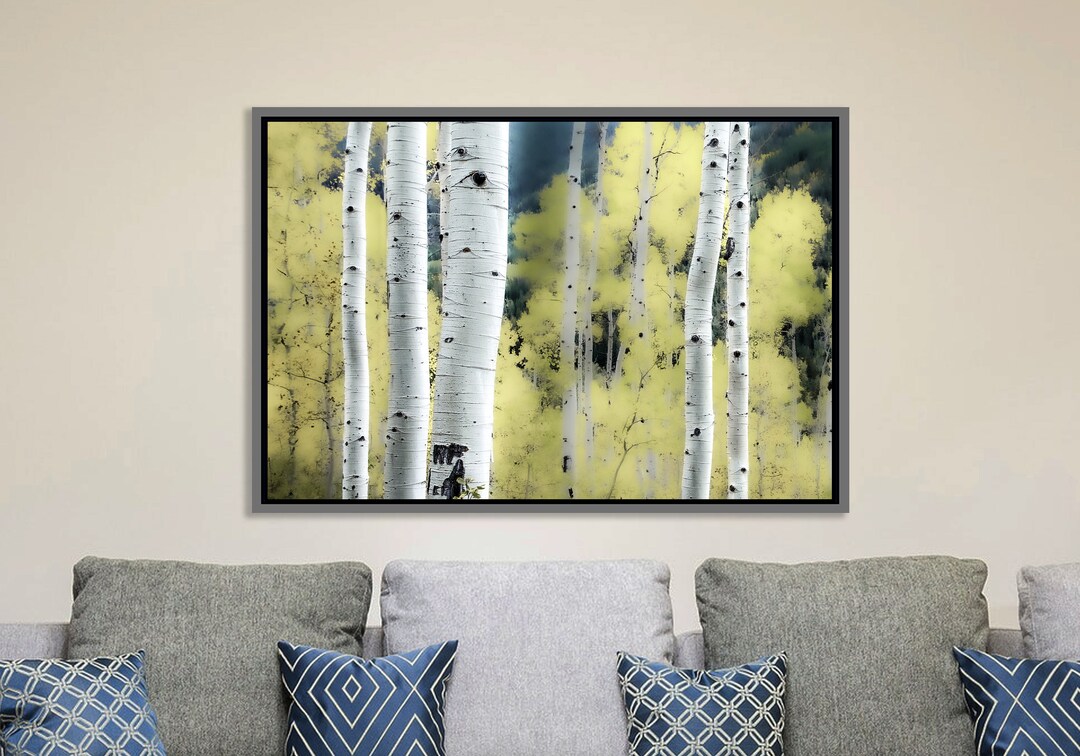 Aspen Tree Framed Picture, Framed Canvas Aspens, Yellow Aspens, Autumn Colors, Large Framed