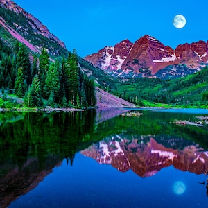 Maroon Bells Twilight Photo: Colorado Mountain Canvas Art