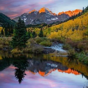 Maroon Bells Fall Colors Canvas Print: Aspen Colorado Landscape