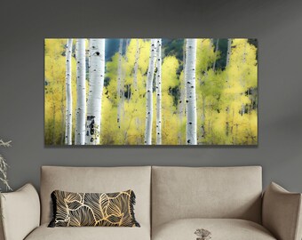 Yellow Aspen Tree Art: Colorado Landscape Photography Triptych, Fall colors art