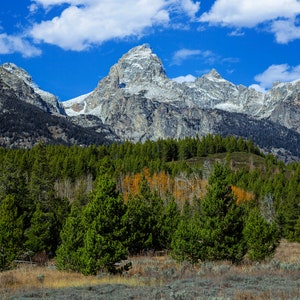 Grand Teton Art Print, Tetons Canvas Wall Decor, Wyoming Photography, Snowy Mountain Landscape Decor for Teton National Park Fans