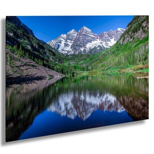 Maroon Bells Photo Wall Art – Colorado Landscape & Aspen Mountains Nature Photography Rustic Decor