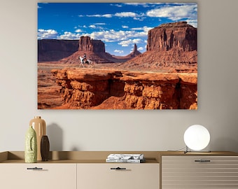 Monument Valley Cowboy Horse Print: Western Desert Wall Art
