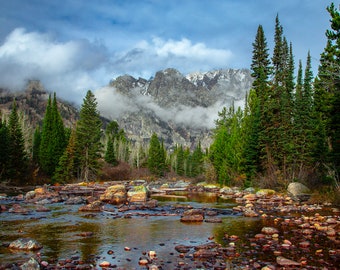 Teton National Park Print: Rocky Mountain Stream Landscape - Etsy