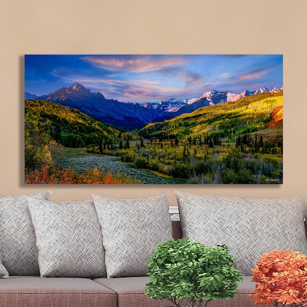 San Juan mountains, mountain wall art, extra large wall art canvas, Colorado wall art, fall aspens in San Juan mountains, triptych