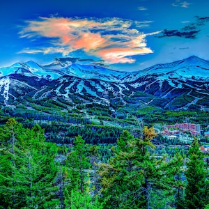 Breckenridge Colorado wall art, sunset, skiing, ski resort, Breckenridge canvas, Colorado art, ski gifts, Breckenridge art, Summit county,