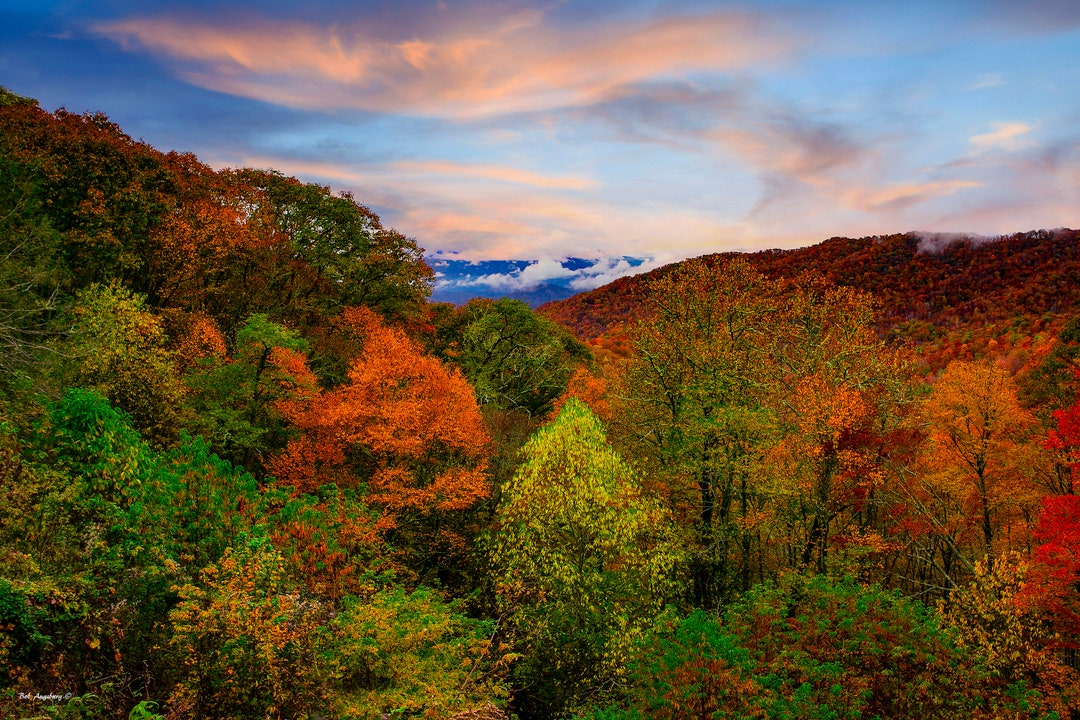 Blue Ridge Mountains Fall Landscape Print: Appalachian Autumn Triptych ...