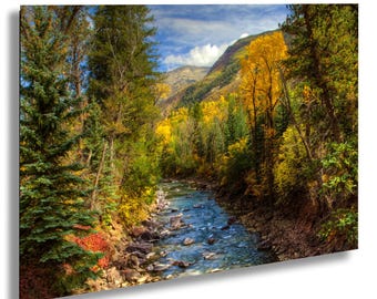 Autumn mountain river picture | Colorado landscape photography | Crystal River fall colors wall art