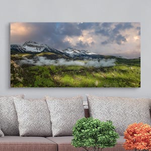 Colorado Mountains Wall Art Canvas, Telluride Picture, Foggy Rocky Mountains Landscape Decor, Rustic Nature Photography, Mountain Home Gift
