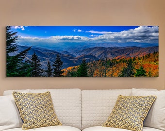 Blue Ridge Mountains Panoramic Print: Appalachia Autumn Colors. North Carolina